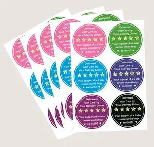 5 Star Review Delivery Labels,2 inch 300pcs Colored Thank You for Your Order Stickers 5 Star Review Delivery Labels,2 inch 300pcs Colored Thank You for Your Order Stickers