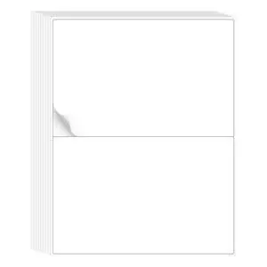 60 Half Sheet Shipping Labels, 2 per Sheet, 5.5 x 8.5 inchh, for Laser & Inkjet Printer - 30 Sheets 60 Half Sheet Shipping Labels, 2 per Sheet, 5.5 x 8.5 inchh, for Laser & Inkjet Printer - 30 Sheets