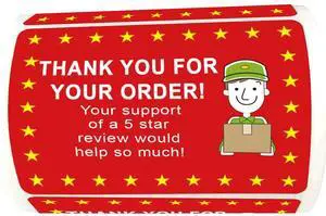 5 Star Review Delivery Labels Food Delivery Thank You Sticker 250Pcs 5 Star Review Delivery Labels Food Delivery Thank You Sticker 250Pcs