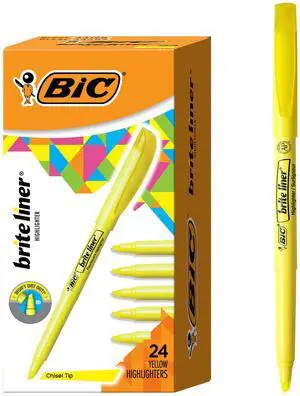 Brite Liner Highlighters, Chisel Tip, 24-Count Pack of Yellow Highlighters, Ideal Highlighter Set for Organizing and Coloring Brite Liner Highlighters, Chisel Tip, 24-Count Pack of Yellow Highlighters, Ideal Highlighter Set for Organizing and Coloring