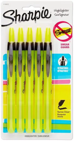 1740822 Accent Retractable Highlighter, Chisel Tip, Fluorescent Yellow, 5-Count 1740822 Accent Retractable Highlighter, Chisel Tip, Fluorescent Yellow, 5-Count