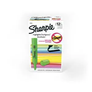 Tank Style Highlighters, Chisel Tip, Fluorescent Green, Box of 12 Tank Style Highlighters, Chisel Tip, Fluorescent Green, Box of 12