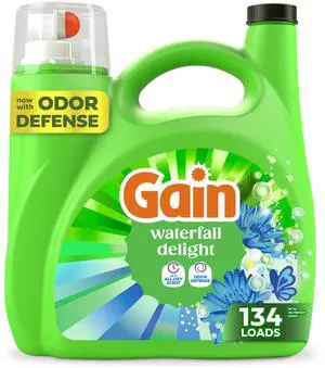 Liquid Laundry Detergent with Odor Defense, Waterfall Delight Scent, Laundry Soap For HE Washing Machines, 177 fl oz, 134 Loads (Packaging May Vary) Liquid Laundry Detergent with Odor Defense, Waterfall Delight Scent, Laundry Soap For HE Washing Machines, 177 fl oz, 134 Loads (Packaging May Vary)