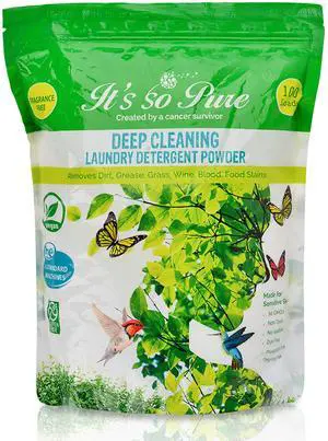 Its So Pure All Natural Laundry Detergent Powder Deep Cleaning, Removes Dirt, Grease, Stains Non-toxic, Vegan, Fragrance Free Laundry for Sensitive Skin, HE Compatible (100 Loads) Its So Pure All Natural Laundry Detergent Powder Deep Cleaning, Removes Dirt, Grease, Stains Non-toxic, Vegan, Fragrance Free Laundry for Sensitive Skin, HE Compatible (100 Loads)