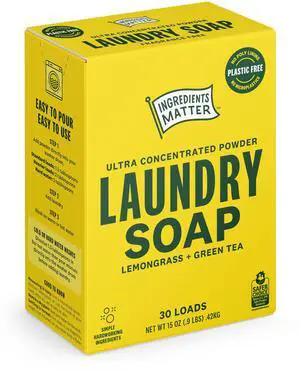 Powder Laundry Soap - Lemongrass Scent, Hypoallergenic Detergent, Natural & Eco-Friendly, Plastic Free, Made in USA, Natural Essential Oils & Dermatologist Tested - 15 oz, 30 Loads Powder Laundry Soap - Lemongrass Scent, Hypoallergenic Detergent, Natural & Eco-Friendly, Plastic Free, Made in USA, Natural Essential Oils & Dermatologist Tested - 15 oz, 30 Loads