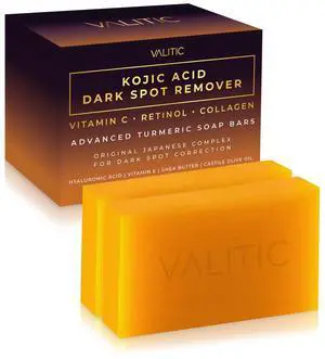 Kojic Acid Dark Spot Remover Soap Bars with Vitamin C, Retinol, Collagen, Turmeric - Original Japanese Complex Infused with Hyaluronic Acid, Vitamin E, Shea Butter, Castile Olive Oil (2 Pack) Kojic Acid Dark Spot Remover Soap Bars with Vitamin C, Retinol, Collagen, Turmeric - Original Japanese Complex Infused with Hyaluronic Acid, Vitamin E, Shea Butter, Castile Olive Oil (2 Pack)