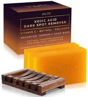 Kojic Acid Dark Spot Remover Soap Bars with Vitamin C, Retinol, Collagen, Turmeric - Original Japanese Complex - Hyaluronic Acid, Vitamin E, Shea Butter, Olive Oil (2 Pack) - With Soap Holder Kojic Acid Dark Spot Remover Soap Bars with Vitamin C, Retinol, Collagen, Turmeric - Original Japanese Complex - Hyaluronic Acid, Vitamin E, Shea Butter, Olive Oil (2 Pack) - With Soap Holder