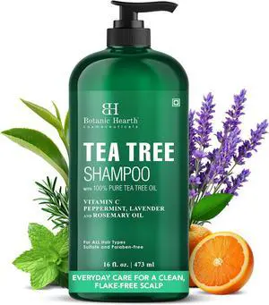 Tea Tree Shampoo, Vitamin C, Peppermint, Lavender and Rosemary Oil, Fights Dandruff and Dry Scalp, 16 fl oz Tea Tree Shampoo, Vitamin C, Peppermint, Lavender and Rosemary Oil, Fights Dandruff and Dry Scalp, 16 fl oz