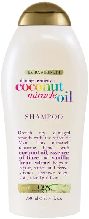 Extra Strength Damage Remedy + Coconut Miracle Oil Shampoo for Dry, Frizzy or Coarse Hair, Hydrating & Flyaway Taming Shampoo, Paraben-Free, Sulfate-Free Surfactants, 25.4 Fl Oz Extra Strength Damage Remedy + Coconut Miracle Oil Shampoo for Dry, Frizzy or Coarse Hair, Hydrating & Flyaway Taming Shampoo, Paraben-Free, Sulfate-Free Surfactants, 25.4 Fl Oz