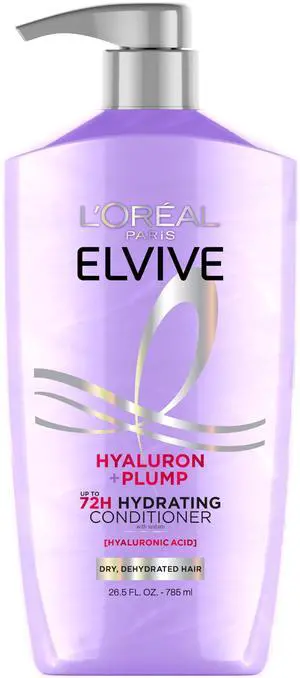 Elvive Hyaluron Plump Hydrating Conditioner for Dehydrated, Dry Hair Infused with Hyaluronic Acid Care Complex, Paraben-Free, 26.5 Fl Oz Elvive Hyaluron Plump Hydrating Conditioner for Dehydrated, Dry Hair Infused with Hyaluronic Acid Care Complex, Paraben-Free, 26.5 Fl Oz