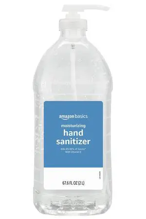 Hand Sanitizer, Original Scent, Contains 62% Ethyl Alcohol, Moisturizing Formula, 67.60 fl oz, Pack of 1 (Previously Solimo) Hand Sanitizer, Original Scent, Contains 62% Ethyl Alcohol, Moisturizing Formula, 67.60 fl oz, Pack of 1 (Previously Solimo)
