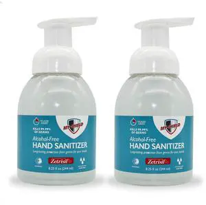 Hand Sanitizer Foam 8.25 oz.(2-pack) Alcohol-Free, Long-lasting Protection. Eliminates 99.9%. Moisturizes With Aloe Vera. Formulated with Zetrisil. FDA Registered Hand Sanitizer Foam 8.25 oz.(2-pack) Alcohol-Free, Long-lasting Protection. Eliminates 99.9%. Moisturizes With Aloe Vera. Formulated with Zetrisil. FDA Registered