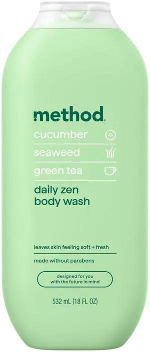 Body Wash, Daily Zen - Leaves Skin Feeling Soft & Moisturized, Made Without Parabens, Notes of Cucumber, Seaweed & Green Tea, 18 fl oz Body Wash, Daily Zen - Leaves Skin Feeling Soft & Moisturized, Made Without Parabens, Notes of Cucumber, Seaweed & Green Tea, 18 fl oz
