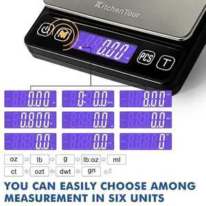 Digital Kitchen Gram Scale - 3000g/0.1g - High Accuracy Precision Food Scale with 9 Units(g/oz/ml/lb/lb:oz/gn/ozt/DWT/ct) - Meat Scale with Back-Lit LCD Display(Batteries Included) Digital Kitchen Gram Scale - 3000g/0.1g - High Accuracy Precision Food Scale with 9 Units(g/oz/ml/lb/lb:oz/gn/ozt/DWT/ct) - Meat Scale with Back-Lit LCD Display(Batteries Included)