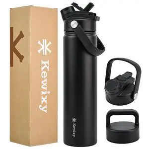 24 oz Insulated Water Bottle, 2-in-1 Lid, Straw & Spout with Protected, Leak Proof, Keep Cold 24H, Cup Holder Fit, Stainless Steel, Metal, Reusable, for Travel, Gym and School, 2 Lids, Midnight Black 24 oz Insulated Water Bottle, 2-in-1 Lid, Straw & Spout with Protected, Leak Proof, Keep Cold 24H, Cup Holder Fit, Stainless Steel, Metal, Reusable, for Travel, Gym and School, 2 Lids, Midnight Black