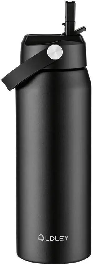 24oz Insulated Water Bottle with Straw, Stainless Steel Water Bottle for Sports, Travel, School, BPA-Free Sports Bottles for Adult Kids, Leak-Proof, Black 24oz Insulated Water Bottle with Straw, Stainless Steel Water Bottle for Sports, Travel, School, BPA-Free Sports Bottles for Adult Kids, Leak-Proof, Black