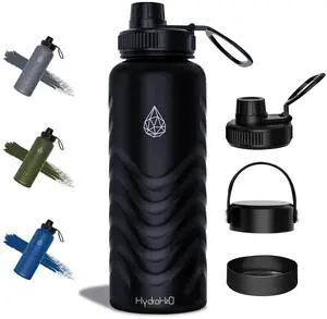 24oz Stainless Steel Insulated Water Bottle, 48H Cold & 24H Hot, Leak-Proof Wide Mouth Lids (Straw & Spout), BPA-Free Bottles, Mens Water Bottle for Gym, Hiking, Travel - Black 24oz Stainless Steel Insulated Water Bottle, 48H Cold & 24H Hot, Leak-Proof Wide Mouth Lids (Straw & Spout), BPA-Free Bottles, Mens Water Bottle for Gym, Hiking, Travel - Black
