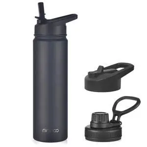 Insulated Stainless Steel Water Bottle with Straw and Lid for Sports, 24 oz, Black Insulated Stainless Steel Water Bottle with Straw and Lid for Sports, 24 oz, Black