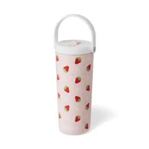 17oz Strawberry Pink Stainless Steel Tumbler with Flip Straw and Carry Loop for Women |Insulated Water Bottle | 100% Leak Proof | Keep Drinks Cold | Gift Travel Gym Car 17oz Strawberry Pink Stainless Steel Tumbler with Flip Straw and Carry Loop for Women |Insulated Water Bottle | 100% Leak Proof | Keep Drinks Cold | Gift Travel Gym Car