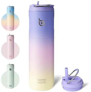 Insulated Water Bottle 24oz with Straw Lid and Handle for Sports Travel Gym Stainless Steel Water Bottles Double-Wall Vacuum Metal Leak Proof BPA-Free (purplepinkyellow) Insulated Water Bottle 24oz with Straw Lid and Handle for Sports Travel Gym Stainless Steel Water Bottles Double-Wall Vacuum Metal Leak Proof BPA-Free (purplepinkyellow)
