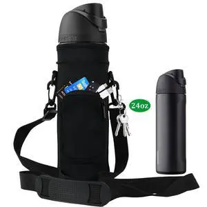 Water Bottle Carrier Bag for Owala FreeSip Insulated Stainless Steel Water Bottle 16oz 24oz 32oz 40oz, WaterBottle Sleeve Holder, Adjustable Shoulder Strap & Pocket (Black, 24 Oz) Water Bottle Carrier Bag for Owala FreeSip Insulated Stainless Steel Water Bottle 16oz 24oz 32oz 40oz, WaterBottle Sleeve Holder, Adjustable Shoulder Strap & Pocket (Black, 24 Oz)