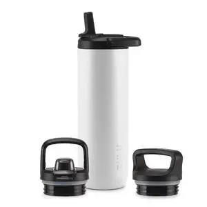 Base 24oz Stainless Steel Water Bottle with 3 Lids- Straw, Chug, Twist | Double Walled and Vacuum Insulated Metal Thermos | Fits Car Cupholder, Built in Carry Loop, Dishwasher Safe, White Base 24oz Stainless Steel Water Bottle with 3 Lids- Straw, Chug, Twist | Double Walled and Vacuum Insulated Metal Thermos | Fits Car Cupholder, Built in Carry Loop, Dishwasher Safe, White