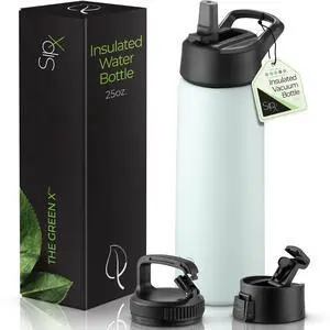 25 oz Insulated Water Bottle with 3 Lids Leakproof Stainless Steel, Triple Insulated Cold 24 Hours/Hot 12 Hours Durable Bottle for School, Gym, Travel Blue 25 oz Insulated Water Bottle with 3 Lids Leakproof Stainless Steel, Triple Insulated Cold 24 Hours/Hot 12 Hours Durable Bottle for School, Gym, Travel Blue