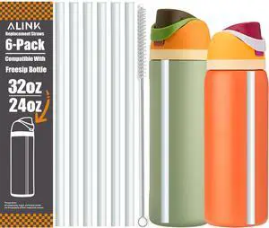 Clear Replacement Straws for Owala FreeSip 32 oz 24 oz Insulated Water Bottle, 6 Pack Reusable Plastic Straws for 32oz 24oz Owala Freesip Cup Lid Only, Plus Straw Brush, Dishwasher Safe Clear Replacement Straws for Owala FreeSip 32 oz 24 oz Insulated Water Bottle, 6 Pack Reusable Plastic Straws for 32oz 24oz Owala Freesip Cup Lid Only, Plus Straw Brush, Dishwasher Safe