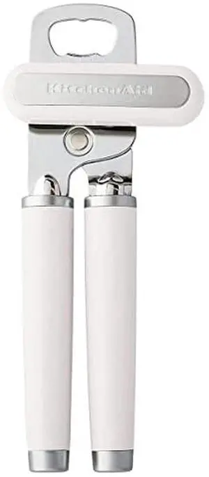 Classic Multifunction Can Opener and Bottle Opener Easy to Use, Razor Sharp Stainless Steel Cutting Wheel, Soft Ergonomic Handles, White Classic Multifunction Can Opener and Bottle Opener Easy to Use, Razor Sharp Stainless Steel Cutting Wheel, Soft Ergonomic Handles, White