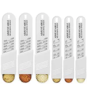 6 Pcs Adjustable Measuring Spoon Plastic Tablespoon and Teaspoon Set Baking Cooking Spoon Set for Chef Measuring Metering Kitchen Dry Liquid Ingredients Powder, 2 Sizes(White) 6 Pcs Adjustable Measuring Spoon Plastic Tablespoon and Teaspoon Set Baking Cooking Spoon Set for Chef Measuring Metering Kitchen Dry Liquid Ingredients Powder, 2 Sizes(White)