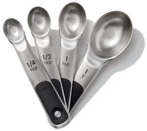 Good Grips 4 Piece Stainless Steel Measuring Spoons with Magnetic Snaps Good Grips 4 Piece Stainless Steel Measuring Spoons with Magnetic Snaps