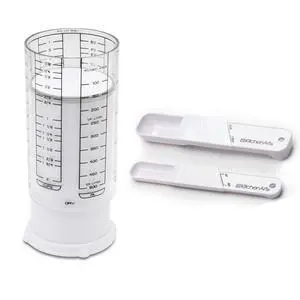 Adjustable Measuring Tool Set, Includes Adjustable Teaspoon, Tablespoon, and 2 Cup Measuring Cup Adjustable Measuring Tool Set, Includes Adjustable Teaspoon, Tablespoon, and 2 Cup Measuring Cup