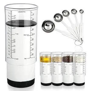 6 Pcs Adjustable Measuring Cups Set Includes 2 Cup Push up Measuring Cup and 5 Measurings Spoon for Peanut Butter 4 in 1 Liquid Dry Semi Solid Ingredient Home Cooking Tool 6 Pcs Adjustable Measuring Cups Set Includes 2 Cup Push up Measuring Cup and 5 Measurings Spoon for Peanut Butter 4 in 1 Liquid Dry Semi Solid Ingredient Home Cooking Tool