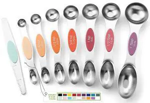 Stainless Steel Metal Magnetic Measuring Spoons Set of 8 with Leveler, Heavy Duty Nesting Teaspoon & Tablespoon Measuring Spoons, Kitchen Gadgets for Baking & Cooking - Desert Sunset Stainless Steel Metal Magnetic Measuring Spoons Set of 8 with Leveler, Heavy Duty Nesting Teaspoon & Tablespoon Measuring Spoons, Kitchen Gadgets for Baking & Cooking - Desert Sunset