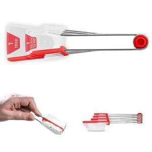 Levoons Self-Levelling Measuring Spoon Set, Measures 1/4 Teaspoon up to 1 Tablespoon - Pack of 4, Red Levoons Self-Levelling Measuring Spoon Set, Measures 1/4 Teaspoon up to 1 Tablespoon - Pack of 4, Red