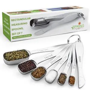 Nesting Stainless Steel Measuring Spoons Set of 7 with Leveler Nesting Stainless Steel Measuring Spoons Set of 7 with Leveler