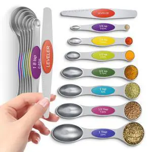 Premium Magnetic Measuring Spoons Set|Strong N52 Magnets|Heavy Duty Stainless Steel|Dual-Sided for Spice Jar & Liquid Measuring|Dishwasher Safe|7 Spoons with Leveler for Baking & Cooking (Colorful) Premium Magnetic Measuring Spoons Set|Strong N52 Magnets|Heavy Duty Stainless Steel|Dual-Sided for Spice Jar & Liquid Measuring|Dishwasher Safe|7 Spoons with Leveler for Baking & Cooking (Colorful)