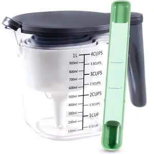 11-Pc Measuring Cups and Spoons Set, Stackable with Lids, Green 11-Pc Measuring Cups and Spoons Set, Stackable with Lids, Green