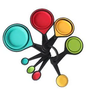 Premium Adjustable Measuring Cups and Spoons Set, 8-Piece | Collapsible Space-Saving Design for Easy Storage, Dishwasher Safe Silicone Kit for Baking, Cooking & Camping Essentials. Premium Adjustable Measuring Cups and Spoons Set, 8-Piece | Collapsible Space-Saving Design for Easy Storage, Dishwasher Safe Silicone Kit for Baking, Cooking & Camping Essentials.