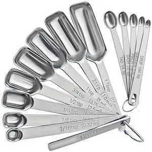 Stainless Steel Measuring Spoons Set of 14 with Leveler, Rectangular Teaspoon & Tablespoon Measuring Spoons for Dry & Liquid Ingredients, Slim Design Fits in Spice Jars Stainless Steel Measuring Spoons Set of 14 with Leveler, Rectangular Teaspoon & Tablespoon Measuring Spoons for Dry & Liquid Ingredients, Slim Design Fits in Spice Jars