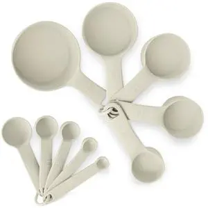 Measuring Cups and Spoons, 10-Piece Set, Food-Grade Plastic, Dishwasher-Safe, Linen Gray Measuring Cups and Spoons, 10-Piece Set, Food-Grade Plastic, Dishwasher-Safe, Linen Gray