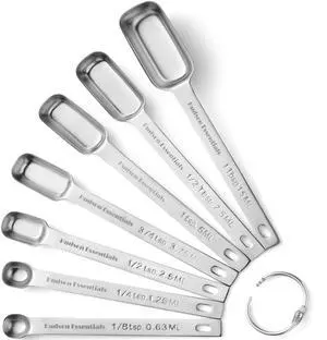 Stainless Steel Measuring Spoons Set for Dry or Liquid - Fits in Spice Jars - Set of 7 Stainless Steel Measuring Spoons Set for Dry or Liquid - Fits in Spice Jars - Set of 7