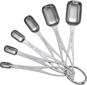 6PCS Narrow Measuring Spoons Set, Stainless Steel Measuring Spoon Fits in Spice Jars, Metal Teaspoon Measuring Spoons, Rectangular Tablespoon, Long Measuring Spoons for Dry & Liquid Ingredients 6PCS Narrow Measuring Spoons Set, Stainless Steel Measuring Spoon Fits in Spice Jars, Metal Teaspoon Measuring Spoons, Rectangular Tablespoon, Long Measuring Spoons for Dry & Liquid Ingredients