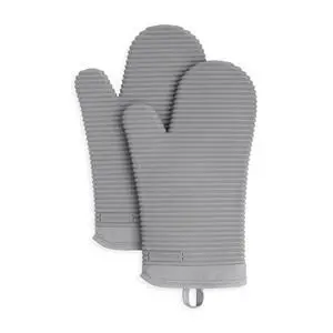 Ribbed Soft Silicone Oven Mitt 2-Pack Set, 7.5"x13", Grey Ribbed Soft Silicone Oven Mitt 2-Pack Set, 7.5"x13", Grey