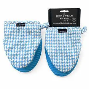 Houndstooth 2-Pack Silicone Mini Oven Mitts, Heat Resistant Pot Holders for Kitchen, Non-Slip Oven Mitt Set, Quilted Hot Pads for Cooking & Baking, Sky Blue, 5.5 x 7 Inch, Everyday Houndstooth 2-Pack Silicone Mini Oven Mitts, Heat Resistant Pot Holders for Kitchen, Non-Slip Oven Mitt Set, Quilted Hot Pads for Cooking & Baking, Sky Blue, 5.5 x 7 Inch, Everyday