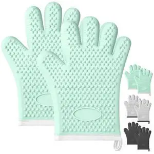2Pack Silicone Oven Mitts Heat Resistant,Waterproof & Non-Slip Oven Gloves with Fingers,Cotton Lined Silicone Oven Gloves Kitchen Mitts for Cooking Baking Grilling and BBQ(Green) 2Pack Silicone Oven Mitts Heat Resistant,Waterproof & Non-Slip Oven Gloves with Fingers,Cotton Lined Silicone Oven Gloves Kitchen Mitts for Cooking Baking Grilling and BBQ(Green)