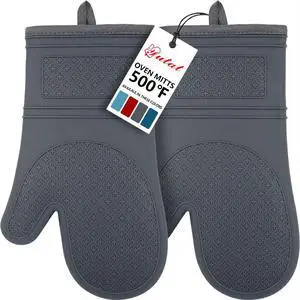 Silicone Oven Mitts, Oven Gloves with Non-Slip Silicone, 600 Degree Heat Resistant, Soft Cotton Lining, Waterproof and BAP-Free, Oven Mitts for Cooking and Baking - 1 Pair 12 Inch Charcoal Grey Silicone Oven Mitts, Oven Gloves with Non-Slip Silicone, 600 Degree Heat Resistant, Soft Cotton Lining, Waterproof and BAP-Free, Oven Mitts for Cooking and Baking - 1 Pair 12 Inch Charcoal Grey