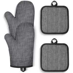 Oven Mitts and Pot Holders, Silicone Oven Gloves, 500 F Heat Resistant Oven Mitts Sets, Non-Slip Silicone Textured Grip, Darkgray Oven Mitts and Pot Holders, Silicone Oven Gloves, 500 F Heat Resistant Oven Mitts Sets, Non-Slip Silicone Textured Grip, Darkgray