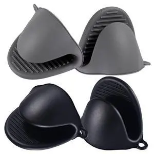2 Pairs Mini Oven Gloves Silicone Heat Resistant Cooking Pinch Mitts Potholder for Kitchen Cooking & Baking (Black and Grey) 2 Pairs Mini Oven Gloves Silicone Heat Resistant Cooking Pinch Mitts Potholder for Kitchen Cooking & Baking (Black and Grey)
