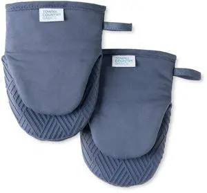 Basketweave Soft Silicone Mini Oven Mitt 2-Pack Set, Heat Resistant up to 500F, Flexible Silicone, Non-Slip Grip, Blue, 5.5"x8" Basketweave Soft Silicone Mini Oven Mitt 2-Pack Set, Heat Resistant up to 500F, Flexible Silicone, Non-Slip Grip, Blue, 5.5"x8"